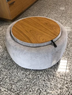 Hocker Circle Stoff Yeti Triton Hellgrau Eiche Natur Geölt