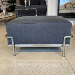 Hocker Designklassiker LC2 Stoff Grau Savanna 13E398 Stahlrohr Chrom