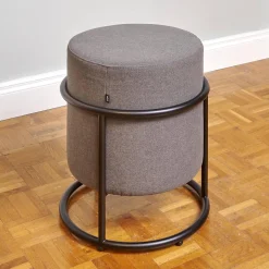 Hocker Drop 079100 Bezug Stoff 7205 Torf Braun Gestell M20 Schwarz Lack