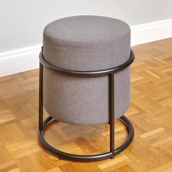 Hocker Drop 079100 Bezug Stoff 7205 Torf Braun Gestell M20 Schwarz Lack