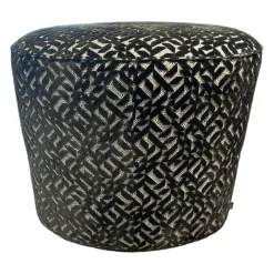 Hocker Easy Oval Stoff 07 Graphite Schwarz Weiß