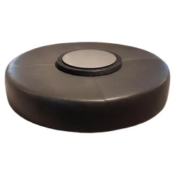 Hocker Harry Leder Kasia Eisengrau Füße Schwarz