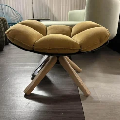 Hocker Husk Schale Schwarz Gestell Eiche Hell Gebürstet Mit Kissen Bezug Stoff Bellano Havana Beige