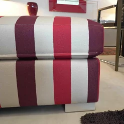 Hocker Inspiration Sahco-Stoff Rot Weiß