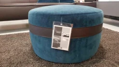 Hocker Macaron Stoff F2a Vittoria C0058 Blau Kontraststreifen Leder