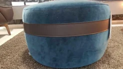 Hocker Macaron Stoff F2a Vittoria C0058 Blau Kontraststreifen Leder