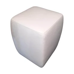 Hocker Miki Leder Namibia Weiß Füße Kunststoff