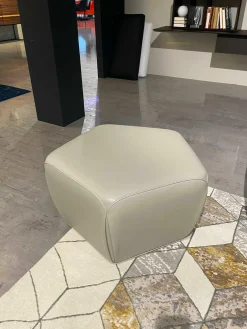 Hocker Pentagono Leder Ovo Grau