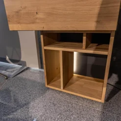 Homeoffice Regal WK 490 Baristo Asteiche Bianco Glas Anthrazit Mit Fächern Und Schubladen Inklusive LED Beleuchtung