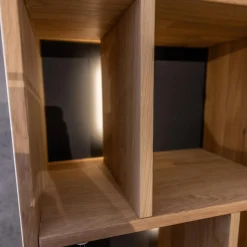 Homeoffice Regal WK 490 Baristo Asteiche Bianco Glas Anthrazit Mit Fächern Und Schubladen Inklusive LED Beleuchtung