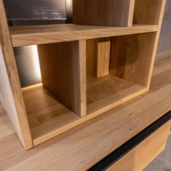 Homeoffice Regal WK 490 Baristo Asteiche Bianco Glas Anthrazit Mit Fächern Und Schubladen Inklusive LED Beleuchtung