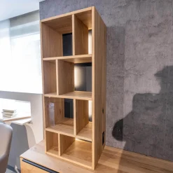 Homeoffice Regal WK 490 Baristo Asteiche Bianco Glas Anthrazit Mit Fächern Und Schubladen Inklusive LED Beleuchtung