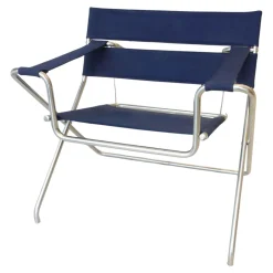 Klappsessel D4E Bezug Cora Dunkelblau Gestell Edelstahl Wetterfest