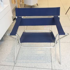 Klappsessel D4E Bezug Cora Dunkelblau Gestell Edelstahl Wetterfest