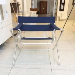 Klappsessel D4E Bezug Cora Dunkelblau Gestell Edelstahl Wetterfest
