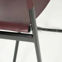 Klappsessel Mirto Bezug Kernleder Bordeauxrot Geprägt Gestell Schwarz Lackiert