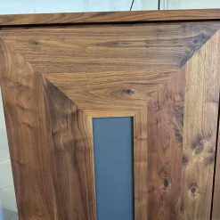 Kleiderschrank Artus Klein Korpus Astiger Nussbaum Innen Birke Natur Geölt Glas Dunkelgrau Matt