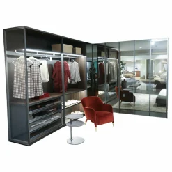 Kleiderschrank Gliss Master Larix Moro Glas Stopsol Grau Nussbaum mit Innenausstattung und Beleuchtung