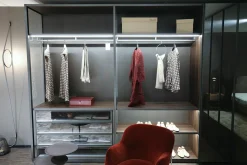 Kleiderschrank Gliss Master Larix Moro Glas Stopsol Grau Nussbaum mit Innenausstattung und Beleuchtung