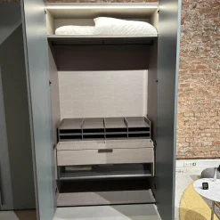 Kleiderschrank Gliss Master Korpus Melaminbeschichtet Shantung Grau Front Lack Blaugrau Mit Drehtür
