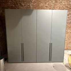 Kleiderschrank Gliss Master Korpus Melaminbeschichtet Shantung Grau Front Lack Blaugrau Mit Drehtür