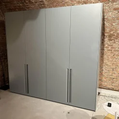 Kleiderschrank Gliss Master Korpus Melaminbeschichtet Shantung Grau Front Lack Blaugrau Mit Drehtür