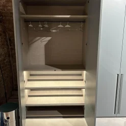 Kleiderschrank Gliss Master Korpus Melaminbeschichtet Shantung Grau Front Lack Blaugrau Mit Drehtür