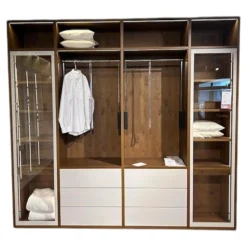 Kleiderschrank Silea Korpus Asteiche Bourbon Furniert Front Und Rahmen Brillantgrau Matt