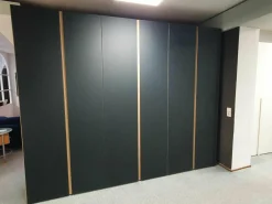 Kleiderschrank Solid Eiche Hell Geölt Hinterlackiertes Glas Anthrazit