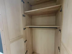 Kleiderschrank Solid Eiche Hell Geölt Hinterlackiertes Glas Anthrazit