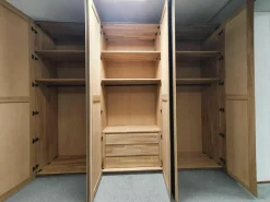 Kleiderschrank Solid Eiche Hell Geölt Hinterlackiertes Glas Anthrazit