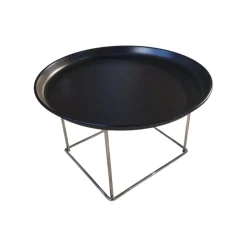 Kleiner Beistelltisch Fat Fat TFF42 M Tablett Schwarz 150 Lackiert Gestell Glänzend Verchromt