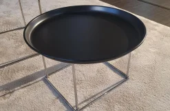 Kleiner Beistelltisch Fat Fat TFF42 M Tablett Schwarz 150 Lackiert Gestell Glänzend Verchromt