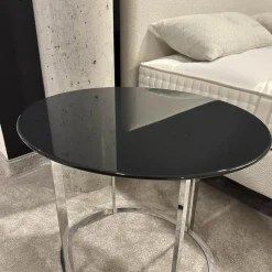 Kleiner Tisch SMT05L Maxalto Pathos 997L Antracite Lucido Anthrazit Metallgestell Verchromt