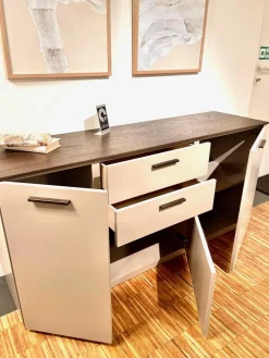 Kommode 3900 Block Lack Grau Abdeckplatte Wildeiche Dunkel