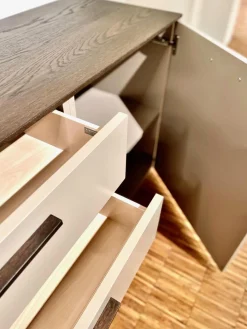 Kommode 3900 Block Lack Grau Abdeckplatte Wildeiche Dunkel