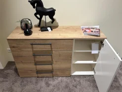 Kommode Airline 300 Lack Bianco Weiß Matt Absetzung Eiche Silea 4 Schubkästen Und 1 Tür