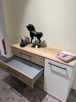 Kommode Airline 300 Lack Bianco Weiß Matt Absetzung Eiche Silea 4 Schubkästen Und 1 Tür