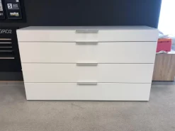 Kommode Alegro 2 Polarweiß Ausführung Weißglas Alu Matt