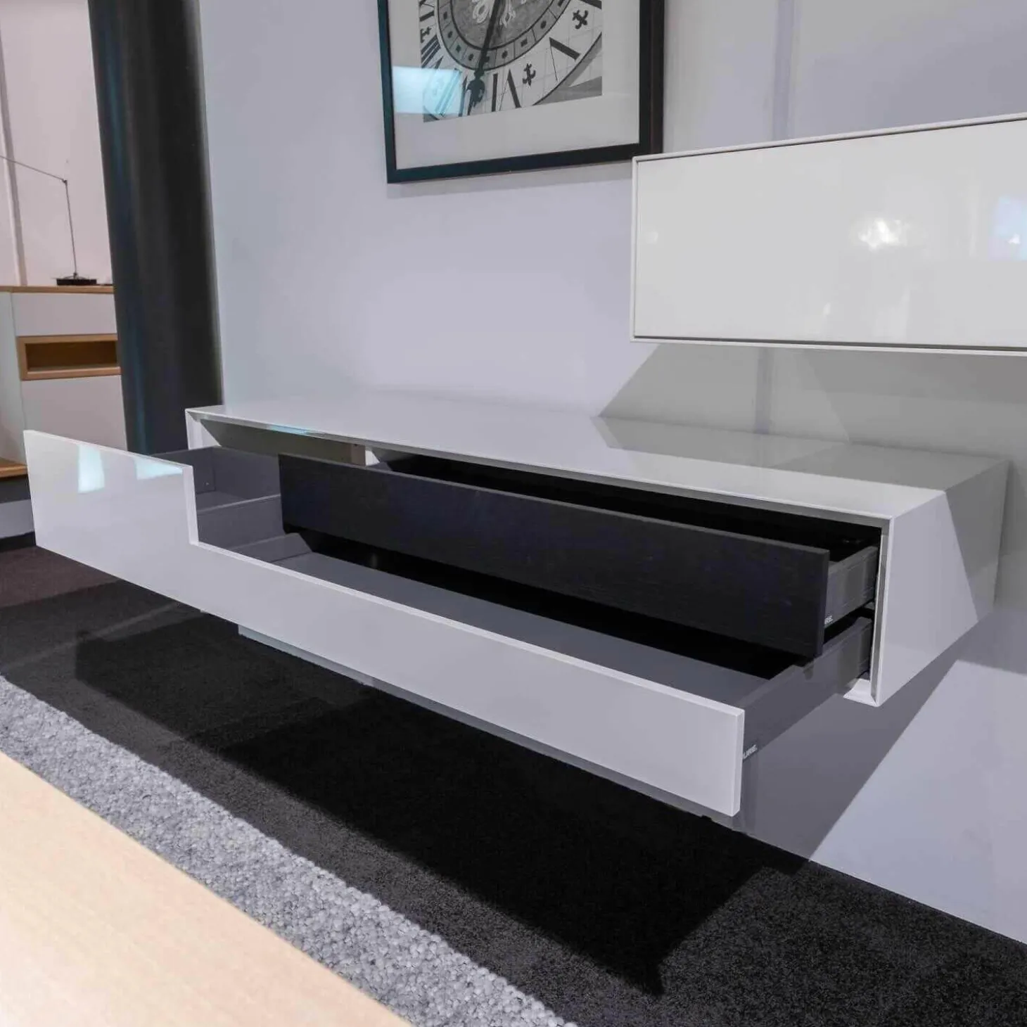 Kommode Box Twin Schub Links Hängend H01 Hochglanz Weiß