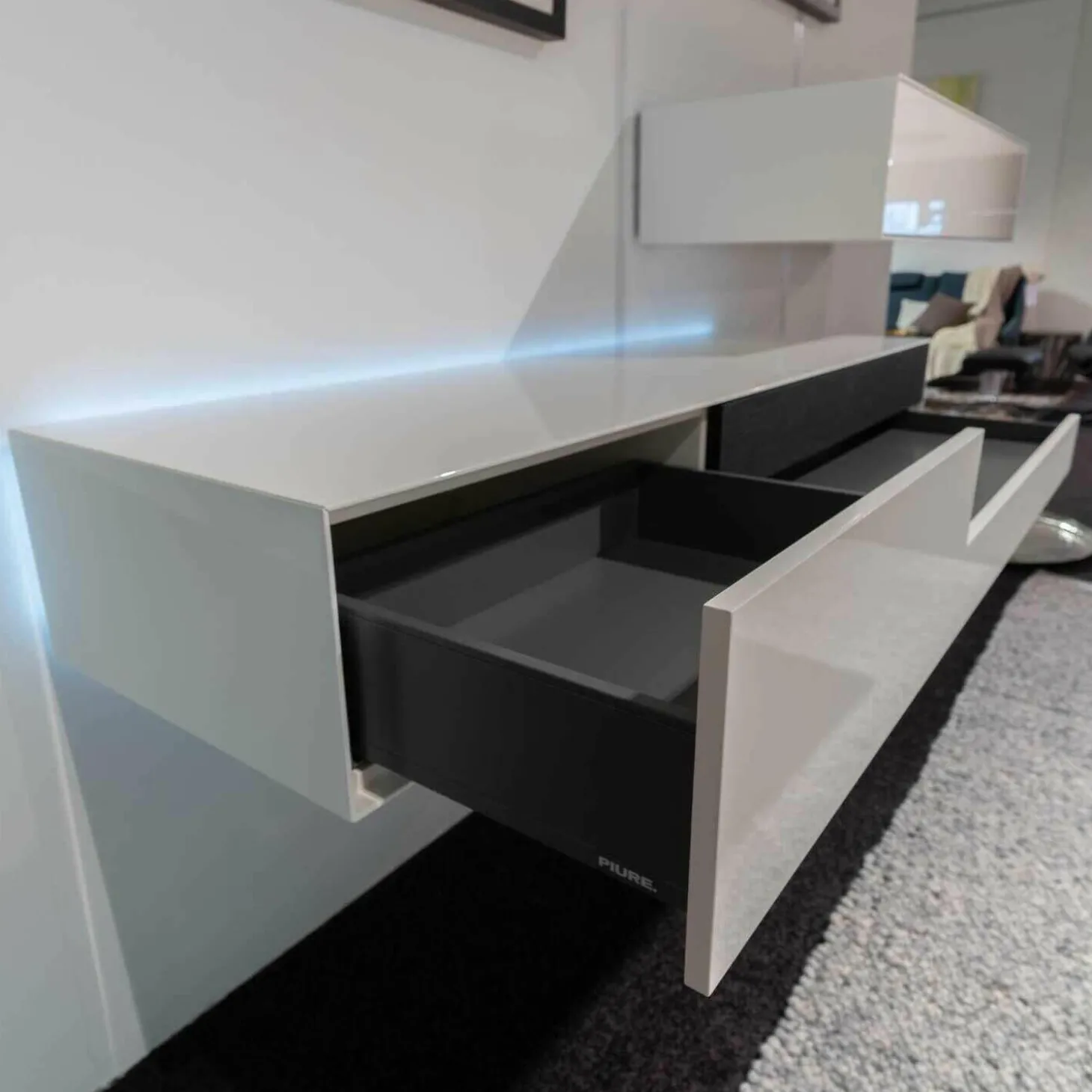 Kommode Box Twin Schub Links Hängend H01 Hochglanz Weiß