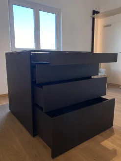 Kommode Centric Nussbaum Dunkel Furniert Parsolglas Grau