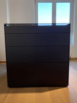 Kommode Centric Nussbaum Dunkel Furniert Parsolglas Grau