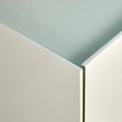 Kommode Cube Light Spanplatte Mattlack Schneeweiß Guave Abdeckplatte Glas
