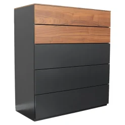 Kommode Cubo Lack Cosmos Schwarz 436 Laden und Abdeckplatte Nussbaum