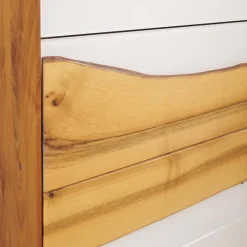 Kommode Farn Mit Baumkante Korpus Massiv Nussbaum Glasfront Optiwhite RAL 9010 Matt