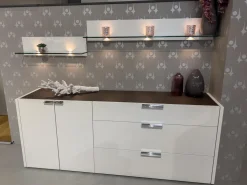 Kommode Fena Lack Pure White Weiß Mit Wandboard Glas Und Beleuchtung