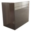 Kommode Line Lack Coffee Hochglänzend Grau MDF Mit 4 Schubläden