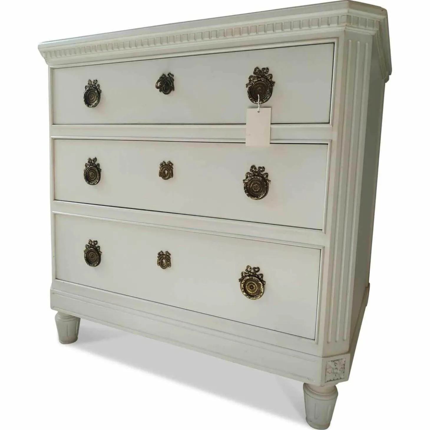 Kommode Massivholz Kirsche Weiss mit 3 Schüben