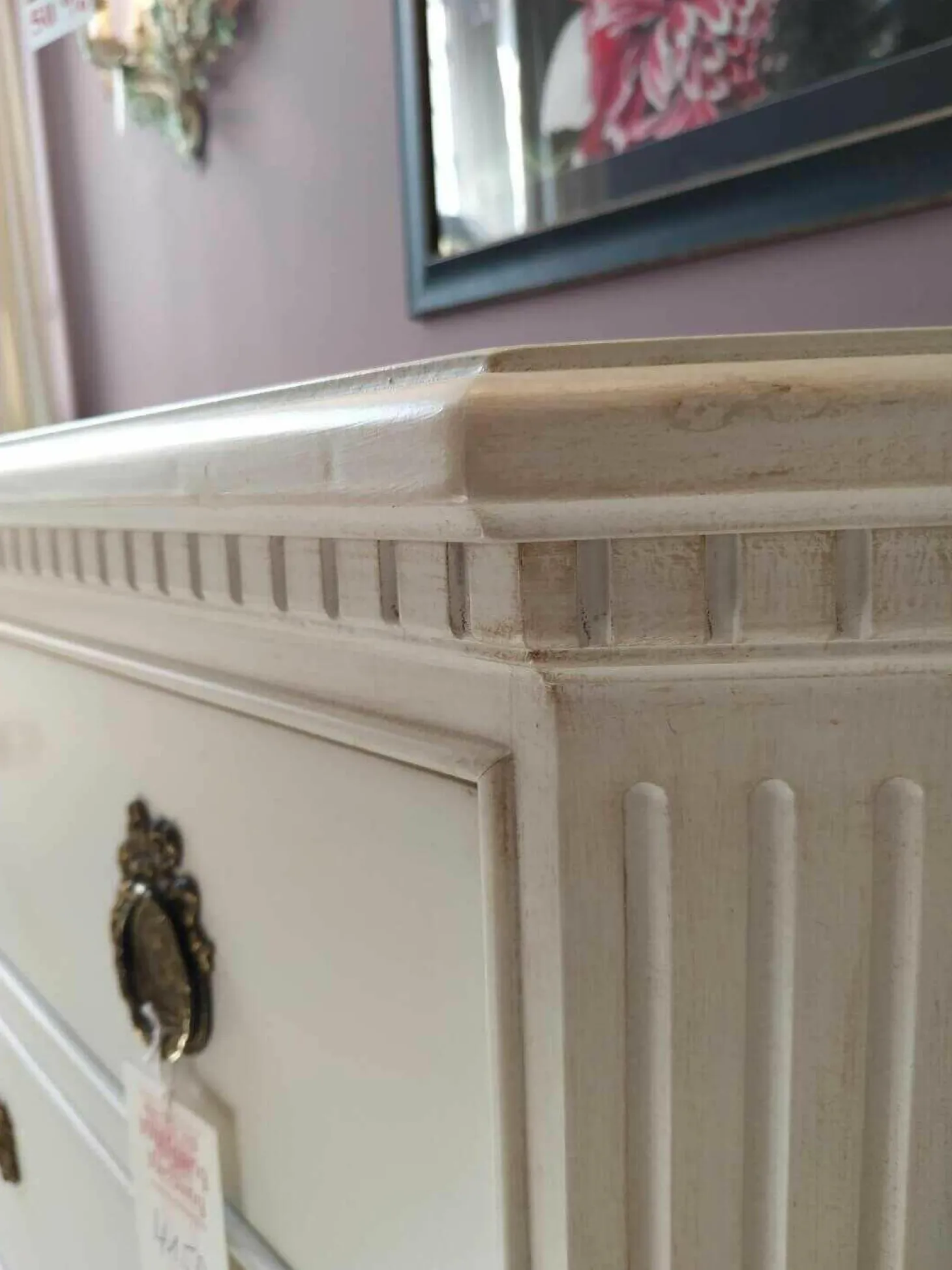 Kommode Massivholz Kirsche Weiss mit 3 Schüben